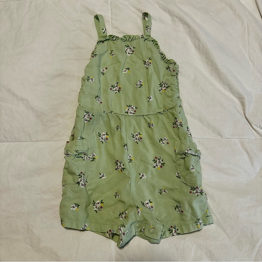 Cat & Jack Green Jumpsuit with Floral Print